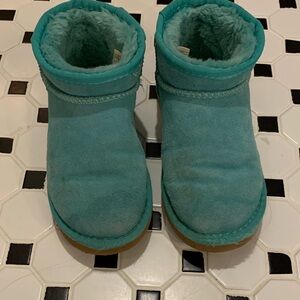 UGG Kids Teal Blue Suede Shearling Boots